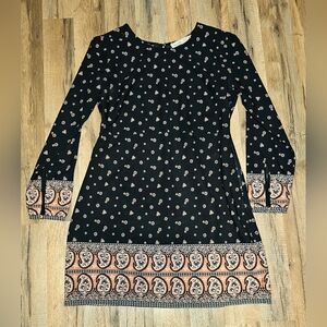 Abercrombie & Fitch Black Paisley Printed Long Sleeve Dress Size Medium